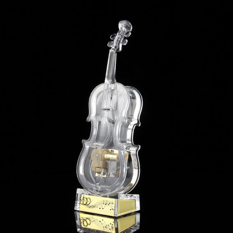 NO.8082 Transparent Crystal Violin Shape Music Box with 4 Color Light(Transparent)