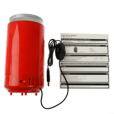 USB PC Cans Style Mini Fridge Beverage Drink Cooler / Warmer, Size: 20.5 x 10.2 x 10.2cm(Red)