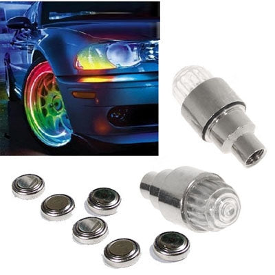 2 x Bike Car Tyre Valve Caps Neon Light Lamp Wheel LED (Change Color Light)