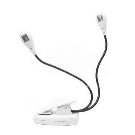 YHX-906 Dual Flexible Neck Table Lamp, USB Powered Clip on 4 LEDs