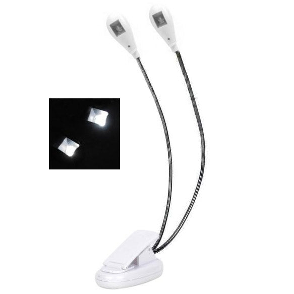 YHX-906 Dual Flexible Neck Table Lamp, USB Powered Clip on 4 LEDs