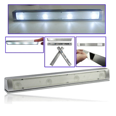 Mini Utility Shaking Sensor  Light Lamp, 4-LED, White Light, 3 x AA Batteries (not included)(White)
