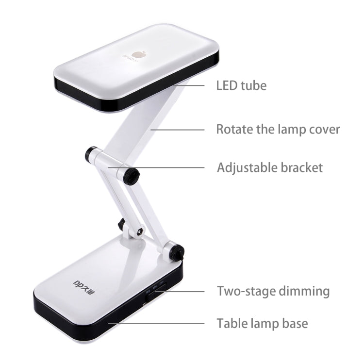 DP-666S Folding Rechargeable Desk Light Lamp, 24 LED, White Light, Two-stage Dimming