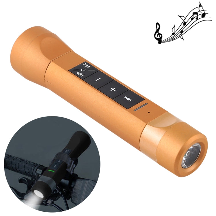 3 in 1 Multi-functional Bicycle Magic Music Flashlight MP3 Player Speaker(Gold)