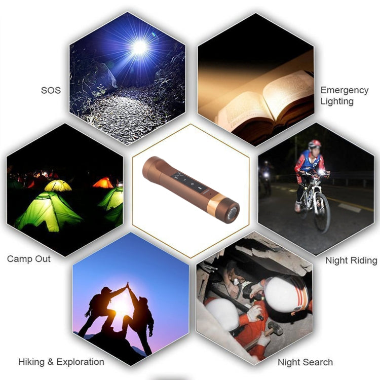 3 in 1 Multi-functional Bicycle Magic Music Flashlight MP3 Player Speaker(Gold)