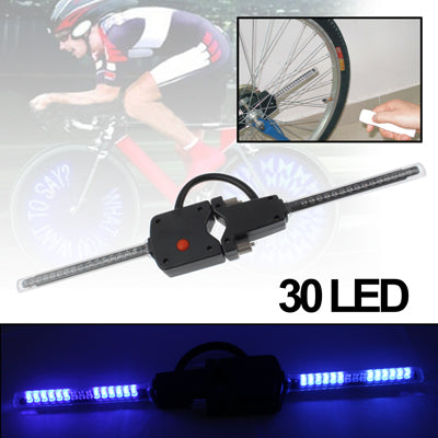 30 Blue LED Wireless Custom Message Bike Wheel Lights(Black)