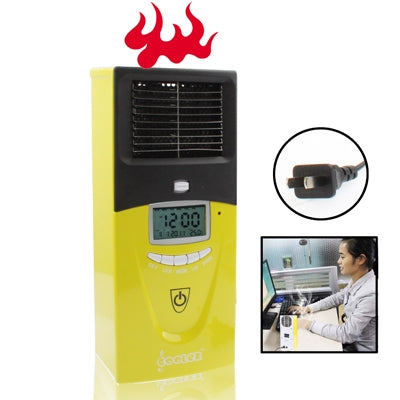 Portable LCD Display Screen Warm Air Condition, With Time / Calendar / Temperature (US Plug)(Yellow)