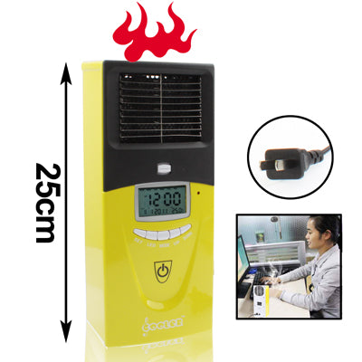 Portable LCD Display Screen Warm Air Condition, With Time / Calendar / Temperature (US Plug)(Yellow)