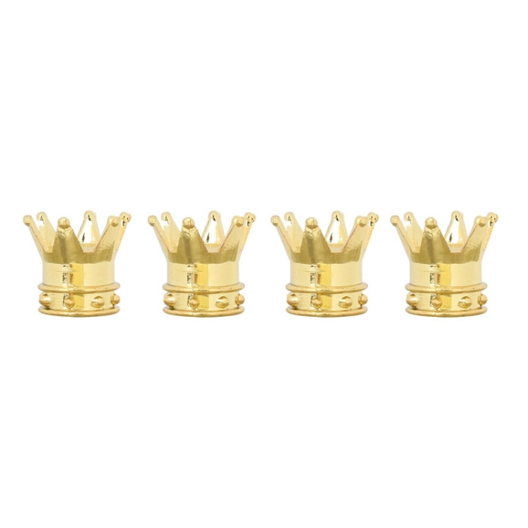 Universal 8mm Golden Crown Style Plastic Car Tire Valve Caps, Pack of 4(Gold)