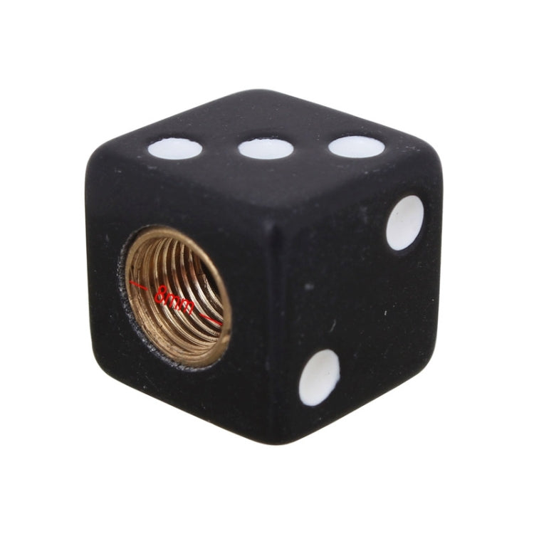 Universal 8mm Dice Style Plastic Car Tire Valve Caps, Pack of 4
