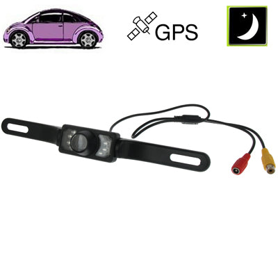7 LED IR Infrared Waterproof Night Vision License Plate Frame Astern Backsight With Scaleplate, Support Installed in GPS Navigator , Wide Viewing Angle: 140 degree (YX001)(Black)