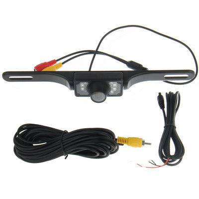 7 LED IR Infrared Waterproof Night Vision License Plate Frame Astern Backsight With Scaleplate, Support Installed in GPS Navigator , Wide Viewing Angle: 140 degree (YX001)(Black)