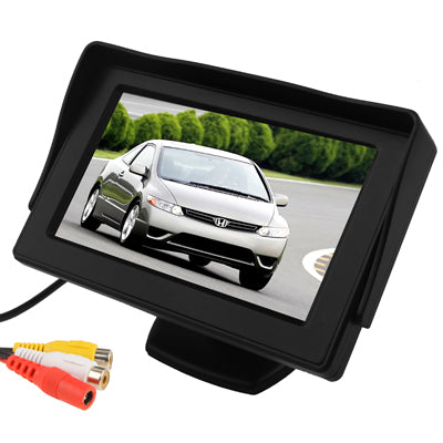 4.3 inch Car Rearview LCD Monitor with Stand & Sun Shade, 2 Channels AV Input(Black)