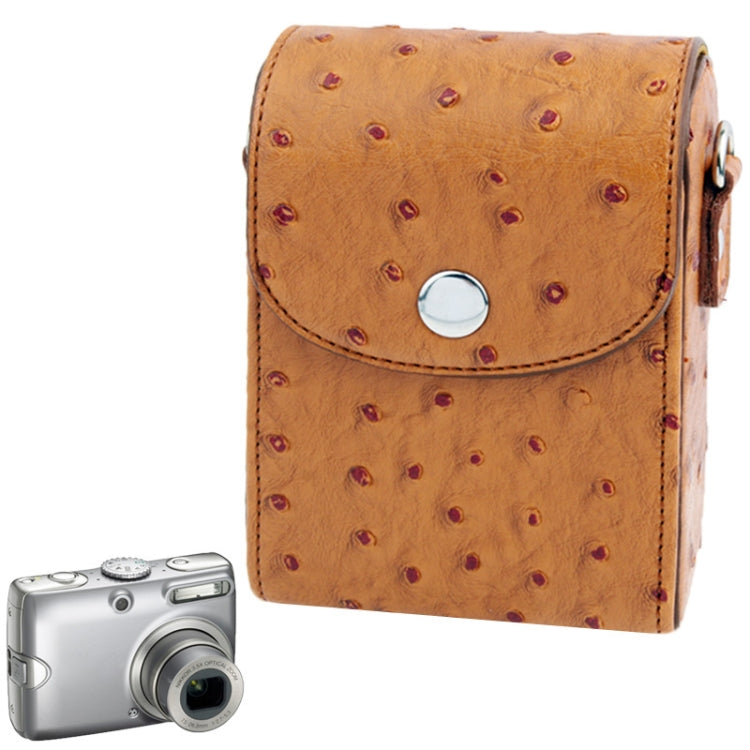 Ostrich Skin Texture Universal Mini Leather Camera Bag with Strap(Brown)