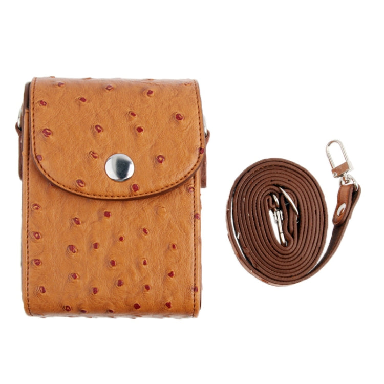 Ostrich Skin Texture Universal Mini Leather Camera Bag with Strap(Brown)