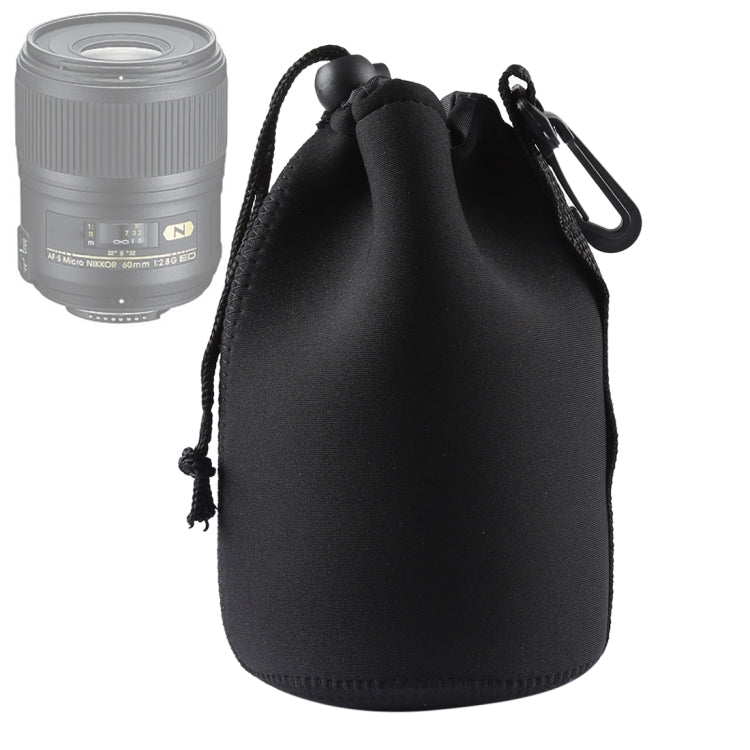 Neoprene SLR Camera Lens Carrying Bag Pouch Bag with Carabiner, Size: 10x18cm(Black)