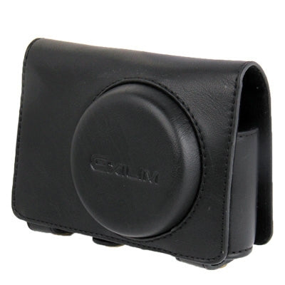 Leather Camera Case Bag for CASIO ZR1000 (Black)