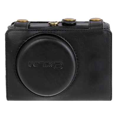 Leather Camera Case Bag for CASIO ZR1000 (Black)