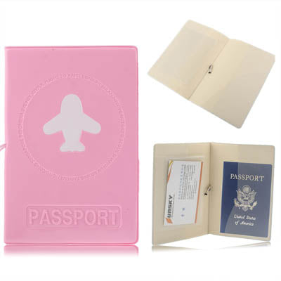 PU Leather Passport Holder with Card Slot, Pink