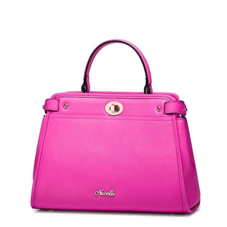 NUCELLE Fashionable Bright Color Split Leather Little Cat Handbag(Magenta)