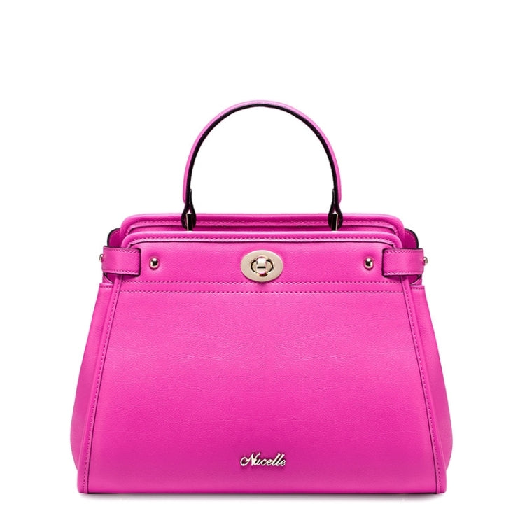 NUCELLE Fashionable Bright Color Split Leather Little Cat Handbag(Magenta)