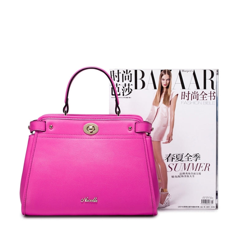 NUCELLE Fashionable Bright Color Split Leather Little Cat Handbag(Magenta)