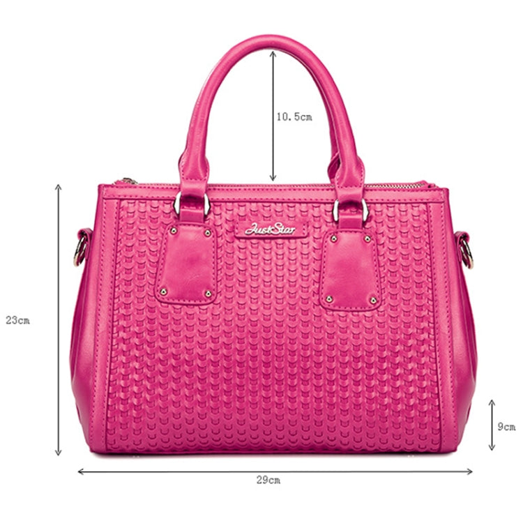 Stylish Weaving Pattern PU Leather Dual-use Bag(Magenta)