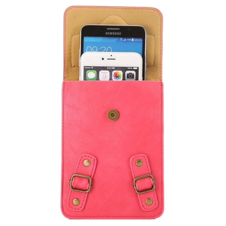 6.3 Inch Universal Fashionable Cowhide Texture Vertical Three Layer Multi-function Leather Shoulder Bag for iPhone X & iPhone 6 Plus