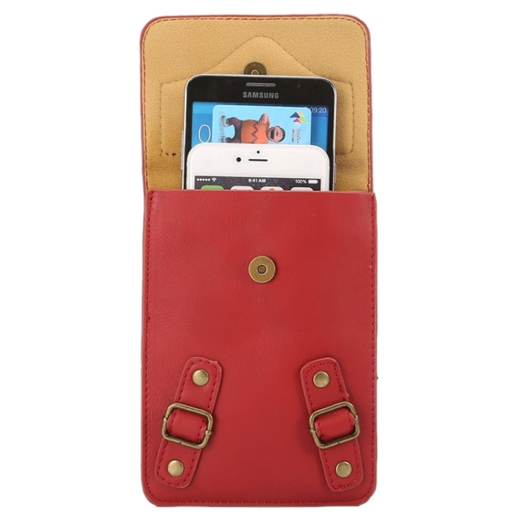 6.3 Inch Universal Fashionable Cowhide Texture Vertical Three Layer Multi-function Leather Shoulder Bag for iPhone X & iPhone 6 Plus