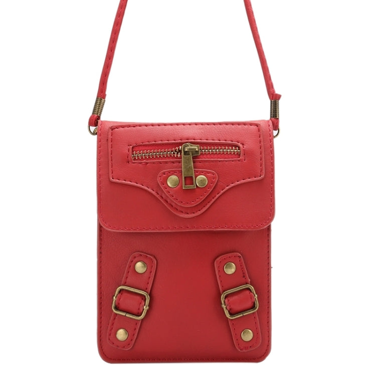 6.3 Inch Universal Fashionable Cowhide Texture Vertical Three Layer Multi-function Leather Shoulder Bag for iPhone X & iPhone 6 Plus
