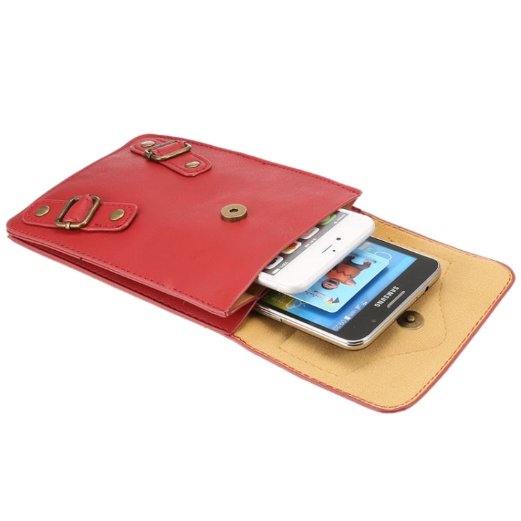 6.3 Inch Universal Fashionable Cowhide Texture Vertical Three Layer Multi-function Leather Shoulder Bag for iPhone X & iPhone 6 Plus