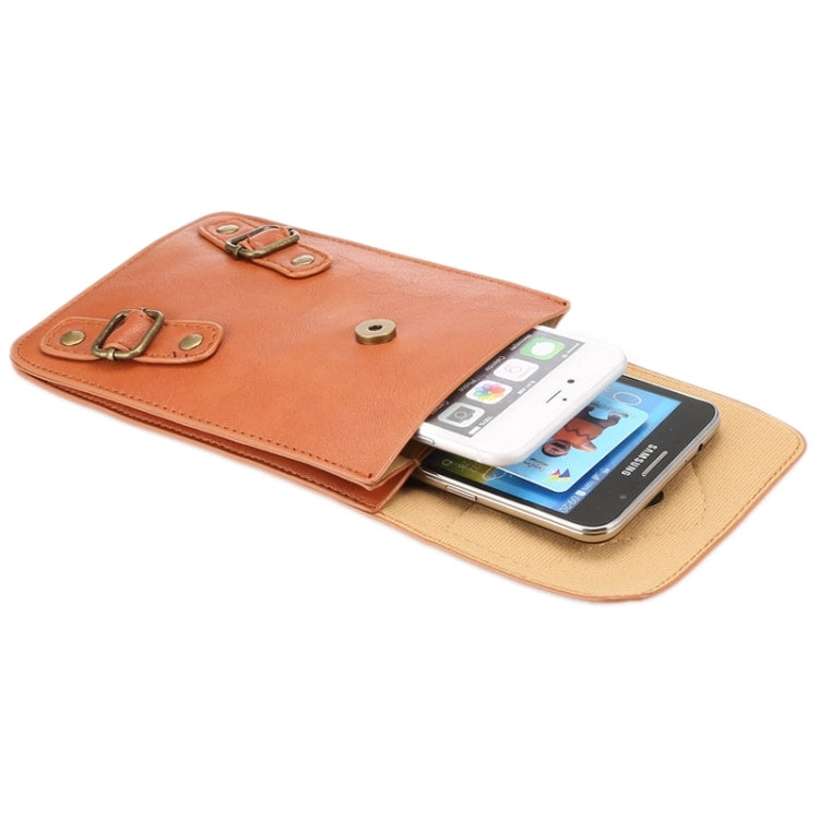 6.3 Inch Universal Fashionable Cowhide Texture Vertical Three Layer Multi-function Leather Shoulder Bag for iPhone X & iPhone 6 Plus
