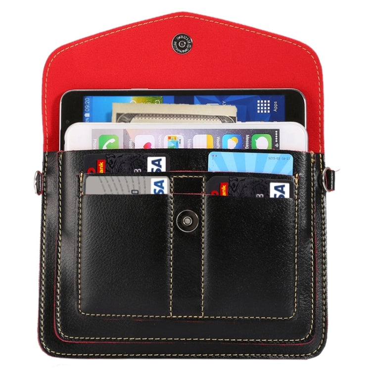 6.3 Inch Universal Fashionable Vertical Four Layers Multi-function Leather Shoulder Bag with Card Slots for iPhone X & iPhone 6 Plus & 6S Plus, Galaxy S7 Edge & Note 5 / N920 & S6 Edge Plus / G928 & A8 / A800 & Note IV / N910, Strap Length: 180cm