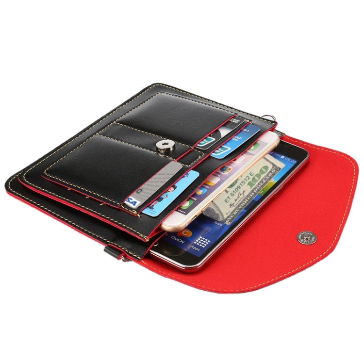 6.3 Inch Universal Fashionable Vertical Four Layers Multi-function Leather Shoulder Bag with Card Slots for iPhone X & iPhone 6 Plus & 6S Plus, Galaxy S7 Edge & Note 5 / N920 & S6 Edge Plus / G928 & A8 / A800 & Note IV / N910, Strap Length: 180cm