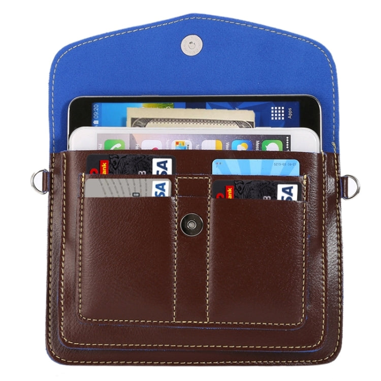 6.3 Inch Universal Fashionable Vertical Four Layers Multi-function Leather Shoulder Bag with Card Slots for iPhone X & iPhone 6 Plus & 6S Plus, Galaxy S7 Edge & Note 5 / N920 & S6 Edge Plus / G928 & A8 / A800 & Note IV / N910, Strap Length: 180cm
