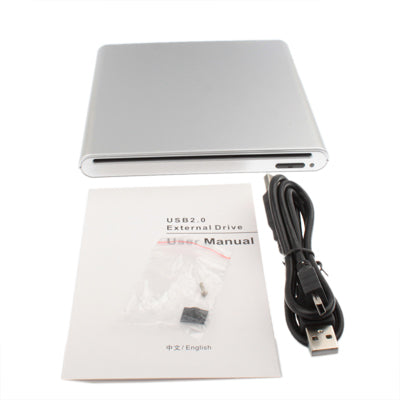 USB 2.0 External 12.7mm CD/DVD SATA Port Inhaled Drive Box,Silver(Silver)