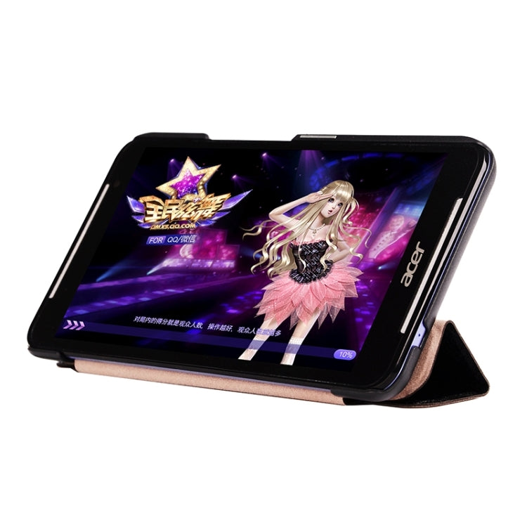 Silk Texture Leather Case with 3-folding Holder for Acer Iconia Talk S / A1-724