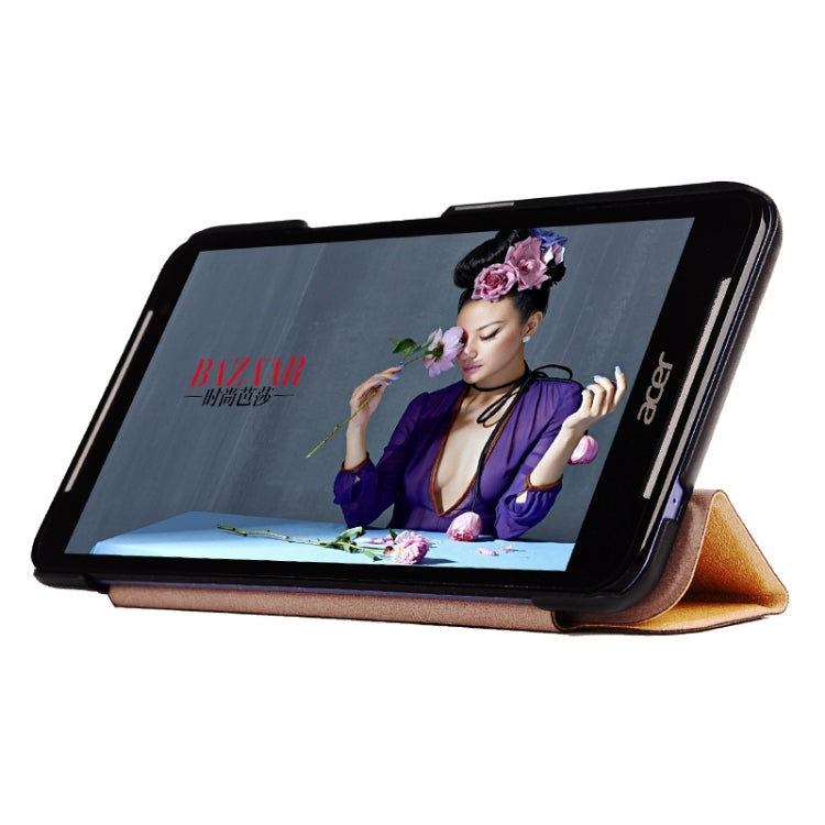 Silk Texture Leather Case with 3-folding Holder for Acer Iconia Talk S / A1-724