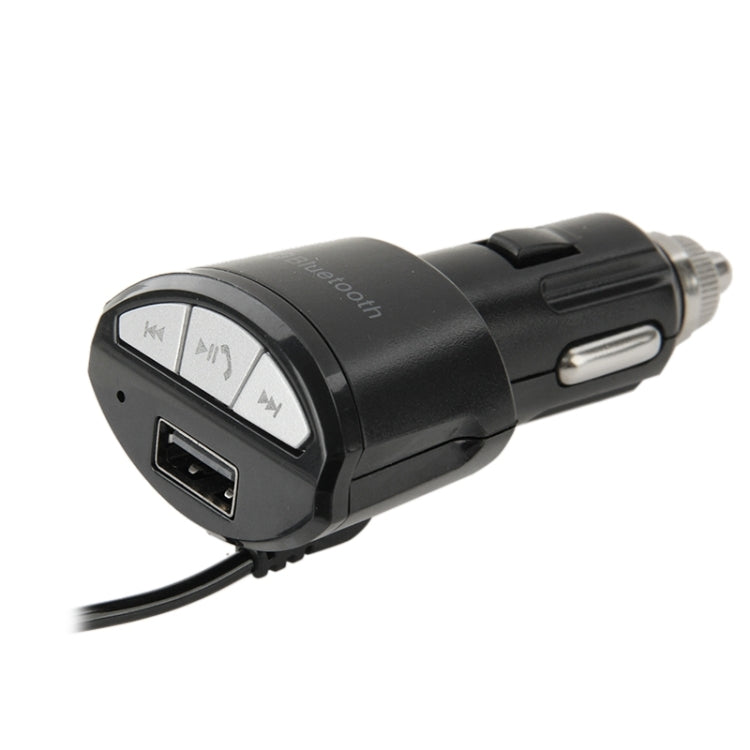 Car Charger Bluetooth 3.5mm AUX Audio Receiver Music Adapter with USB Port for iPad / iPhone 5 & 5C & 5S / iPhone 4 & 4S / Galaxy S IV / S III, DC 5V / 2.1A, Cable Length: 30cm (can be extended up to 95cm)(Black)