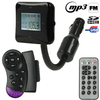 The Newest 1.5 inch Hands Free Car Kit Bluetooth FM Modulator & Car MP3 for Car Steering Wheel, Support SD / MMC Card / USB Flash Disk