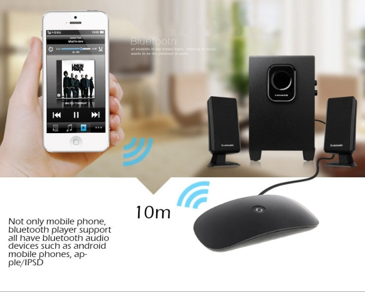 H-3D 3D Surrounded Effecf Bluetooth Music Receiver, For iPhone, Samsung, HTC, Sony, Google, Huawei, Xiaomi and other Smartphones(Black)