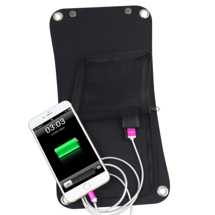 Foldable and Portable 6.5W Solar Panel Charger with Standard USB Data Cable & Four Key Rings & Four Sucker for Mobile Phones & Digital Camera & MP3 & MP4 & iPad and other 5V USB Interface Power Banks(Black)