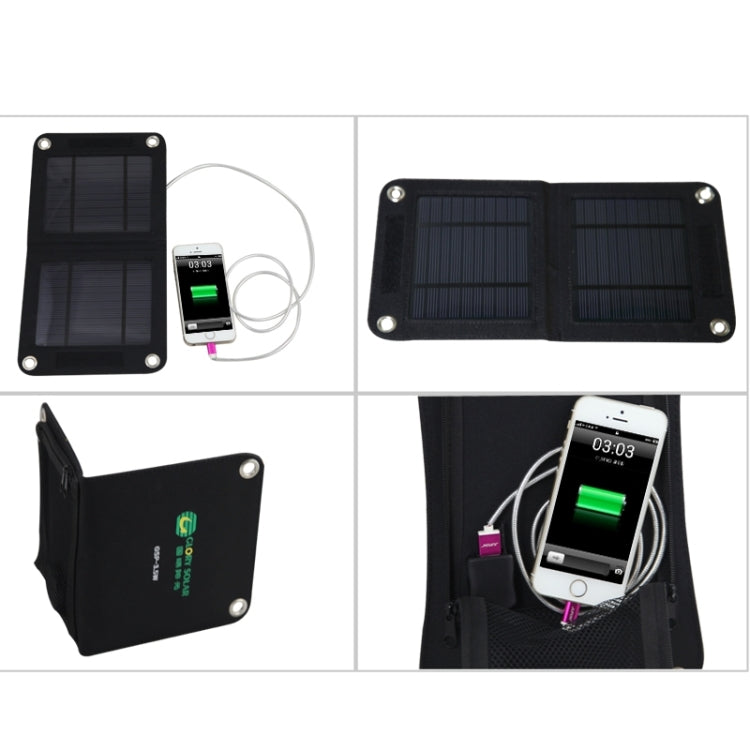 Foldable and Portable 3.5W Solar Panel Charger with Standard USB Data Cable and Four Key Rings for Mobile Phones & Digital Camera & MP3 & MP4 & iPad and other 5V USB Interface Power Banks