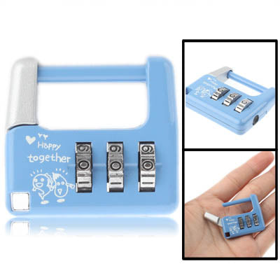 Cartoon Mini 3 Digit Combination Password Lock Padlock (Baby Blue)(Purple)