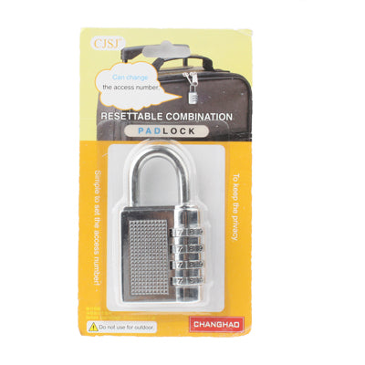 4 Digit Resettable Combination Security Travel Lock(Silver)