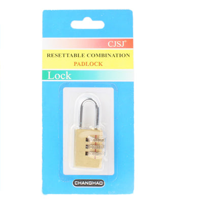 3 Digit Copper Resettable Combination Security Travel Lock