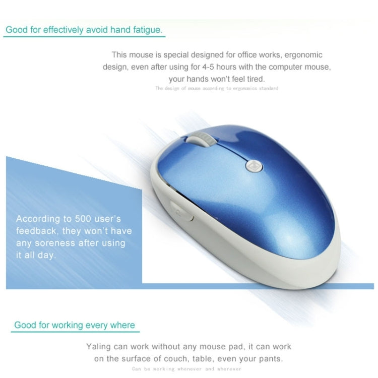 Yaling Privacy Security 2.4GHz Wireless 1600DPI Optical Mouse with Embedded USB Receiver, Support A Key Lock Screen(Blue)