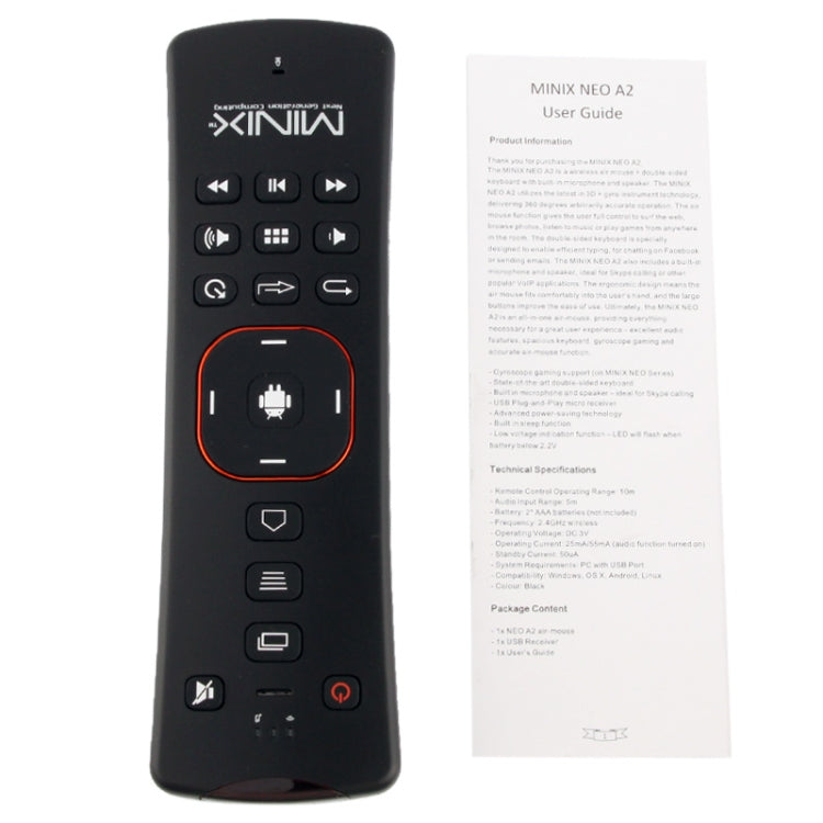 MINIX NEO A2 4-in-1 Air Mouse + Motion Controller + 59-Key Wireless Keyboard + Speaker + Mic