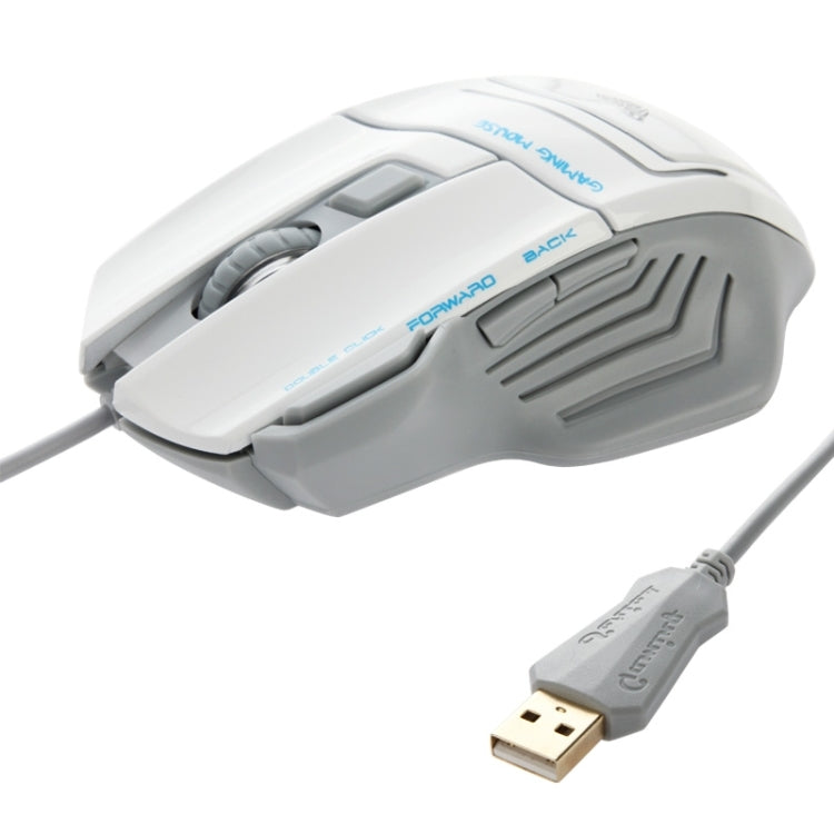 Aula Series Ghost Shark USB Optical 7D Competitive Game Wired Mouse, Maximum Resolution of 2500 DPI(White)