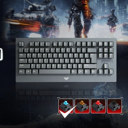 Aula Machine Royal Gramma Basslet Series Wired USB Multi-media Silent / Non-slip Shaft Game Mechanical Keyboard(Grey)